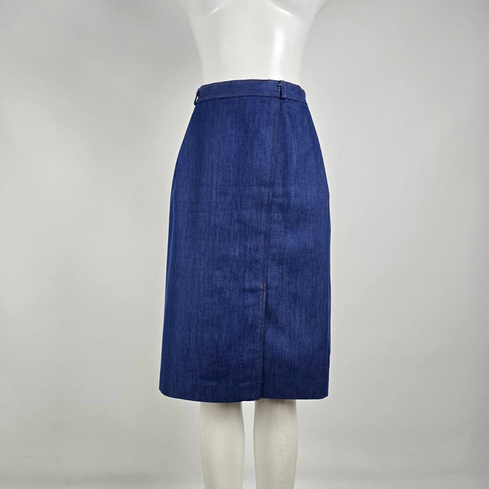 Vintage Rosecrest by Far Hudson Denim Midi Pencil Skirt Size S Blue